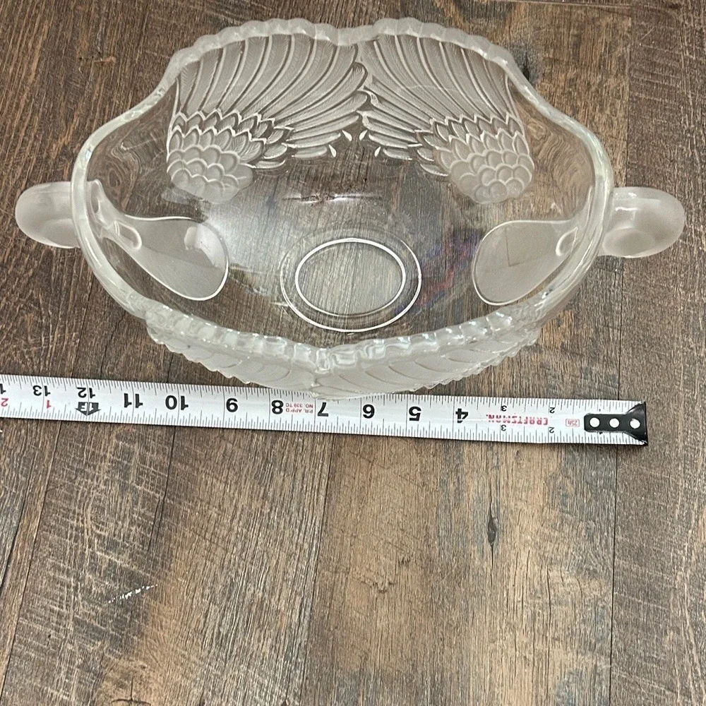 Vintage Mikasa Frosted Swan‎ Crystal Oval Handled Bowl - 13